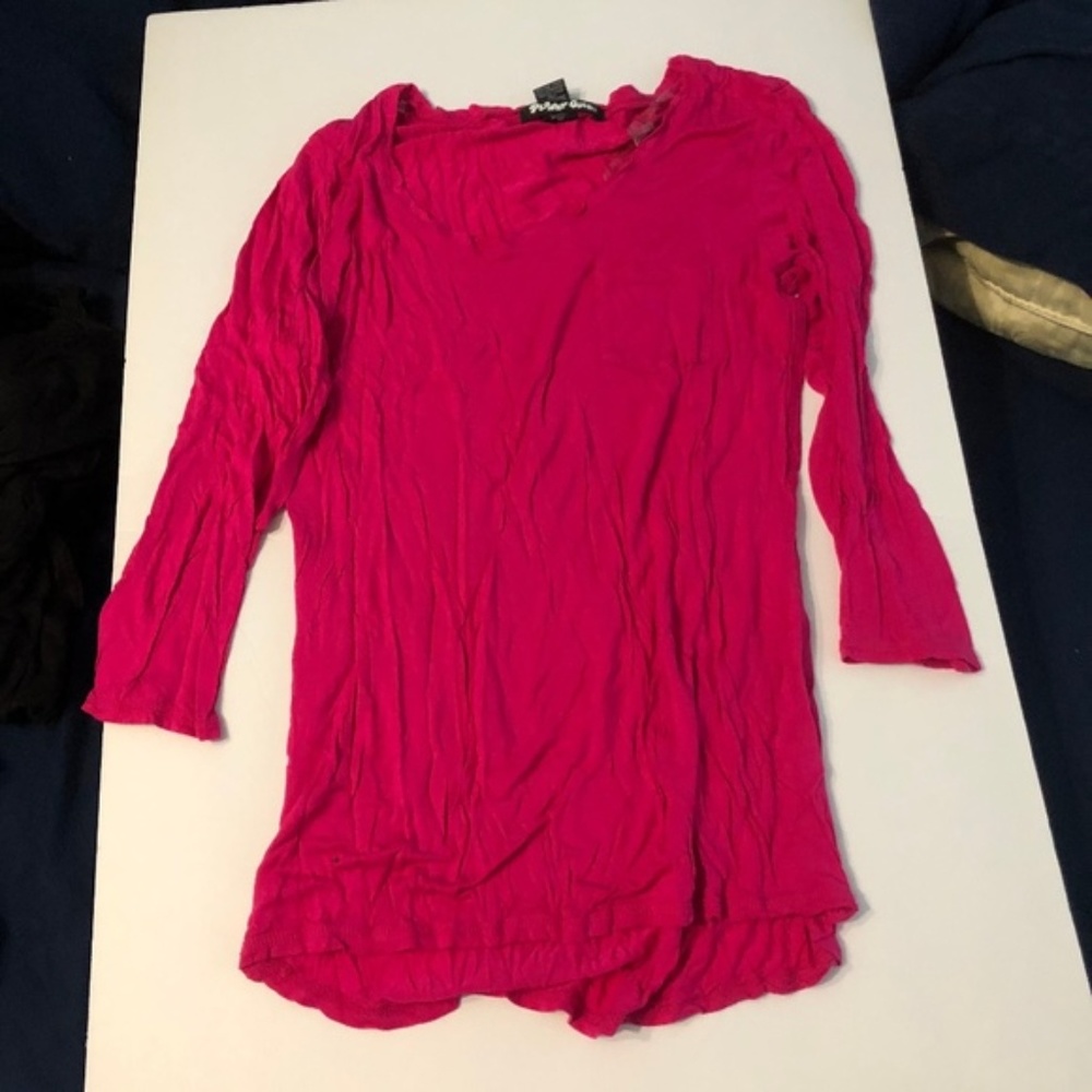 Planet Gold juniors Large pink 3/4 sleeve top with pocket